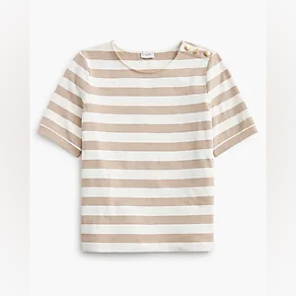 J. Crew Factory || Striped Top with Shoulder Button Accent